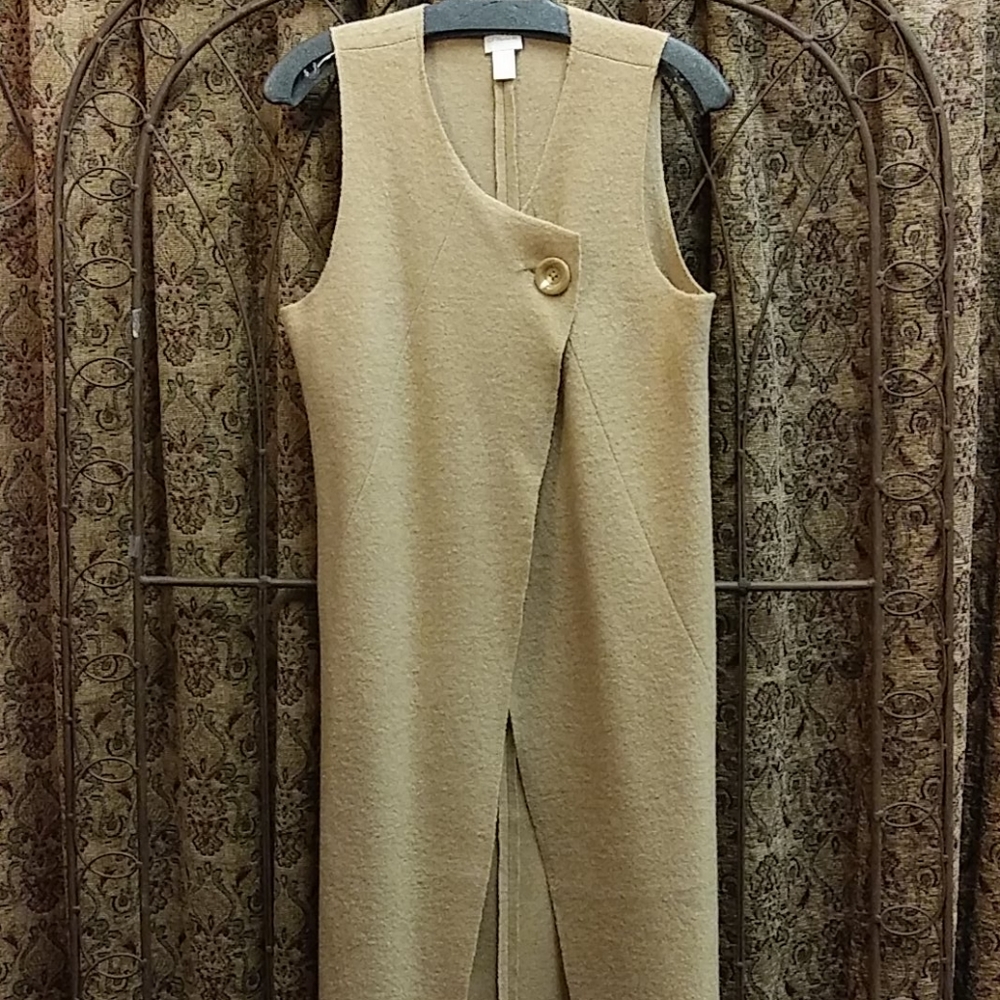 Chico's Tan Long Wool Vest Size Small